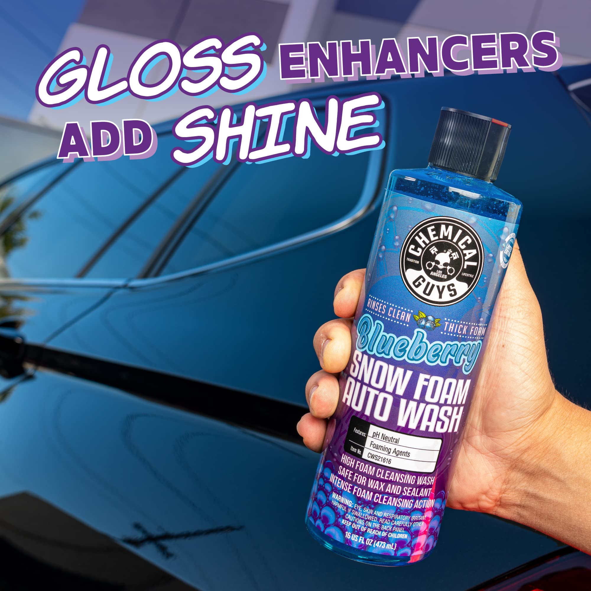 Chemical Guys CWS21616 Blueberry Snow Foam Car Wash Soap (Works with Foam Cannons, Foam Guns or Bucket Washes), Safe for Cars, Trucks, SUVs, Jeeps, Motorcycles, RVs & More, 16 fl. Oz