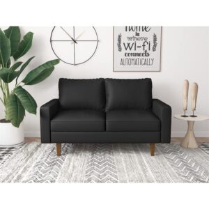 Kingway Furniture Aneley Faux Leather Living Room Loveseat in Black