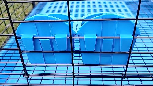 Saguaro Acres Rabbit, Chicken or Small Animal Cage Food or Water Coop Cups, Blue, 2 Pack
