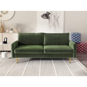 kingway furniture almor velvet living room sofa in army green