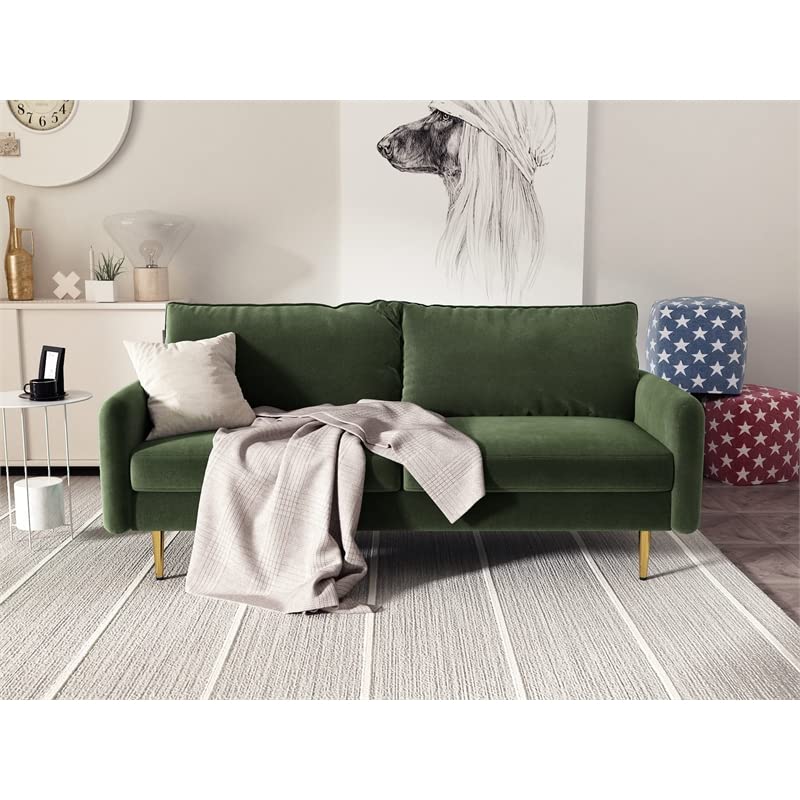 Kingway Furniture Almor Velvet Living Room Sofa in Army Green