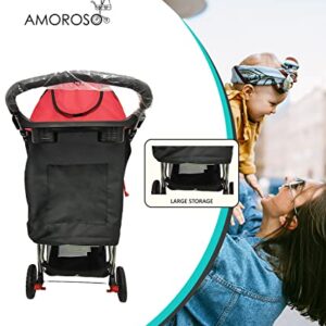 AmorosO Single Stroller - Baby Stroller with Four Wheels - Lightweight Stroller - Convertible Stroller with Extra Storage Space - Foldable Stroller with Sun Protection Hood Cover Red