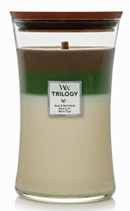 woodwick large hourglass trilogy candle, verdant earth, 21.5 oz.