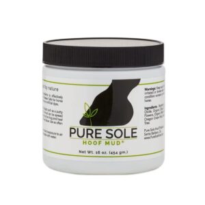 pure sole hoof mud - an all natural hoof clay for horses - an effective horse hoof care product for thrush treatment, white line, and hoof wall separation. use regularly for a healthy hoof - 16oz.