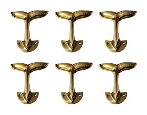 brass whale tail wall mount hooks set of 6 pieces sculpture unique a excellent item for home | office | restaurant decorations item coat hook by indiaart12
