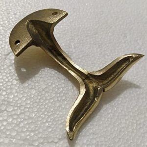 Brass Whale Tail Wall Mount Hooks Set of 6 Pieces Sculpture Unique A Excellent Item for Home | Office | Restaurant Decorations Item Coat Hook by INDIAART12