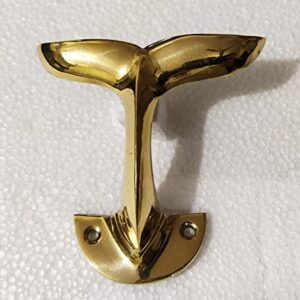 Brass Whale Tail Wall Mount Hooks Set of 6 Pieces Sculpture Unique A Excellent Item for Home | Office | Restaurant Decorations Item Coat Hook by INDIAART12