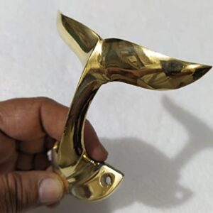 Brass Whale Tail Wall Mount Hooks Set of 6 Pieces Sculpture Unique A Excellent Item for Home | Office | Restaurant Decorations Item Coat Hook by INDIAART12