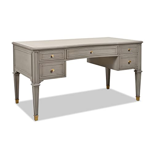 Jennifer Taylor Home JTH Luxe Dauphin Gold Accent 5-Drawer Executive Desk