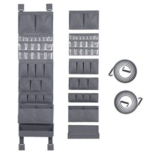 over the door hanging organizer storage wall mount premium durable with 7 unique large pockets customizable metal door hooks 17” wide * 73” long closet organizer office home easy to setup grey