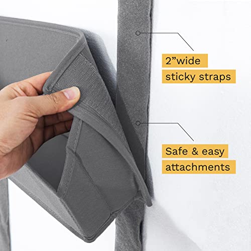 Over The Door Hanging Organizer Storage Wall Mount Premium Durable with 7 Unique Large Pockets Customizable Metal Door Hooks 17” Wide * 73” Long Closet Organizer Office Home Easy to Setup Grey