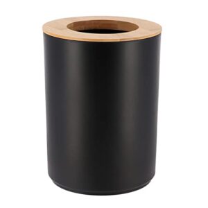 evideco french home goods black bathroom trash can padang bamboo top 1.3 gal - stylish and sustainable 5l waste solution
