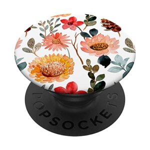 cute colorful garden botanical watercolor floral pattern popsockets swappable popgrip