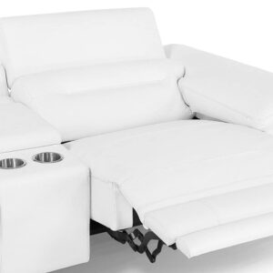 Zuri Furniture Monaco Reclining Leather L-Sectional with Console, White