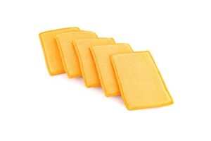 the rag company - jersey bug scrubber pads - terry weave, easily and safely trap bug splatter in sponge, safe on all finishes, 4in x 6in, orange (5-pack)