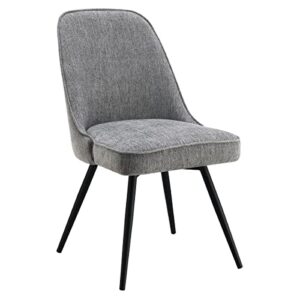 osp home furnishings martel swivel chair with padded seat and black legs for dining or home office use, charcoal herringbone fabric