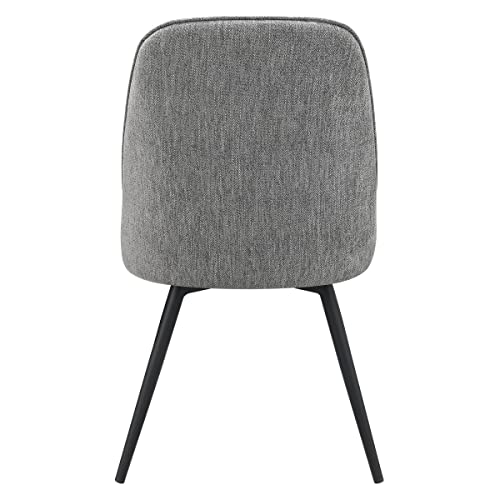 OSP Home Furnishings Martel Swivel Chair with Padded Seat and Black Legs for Dining or Home Office Use, Charcoal Herringbone Fabric