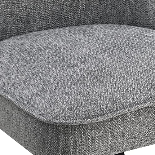 OSP Home Furnishings Martel Swivel Chair with Padded Seat and Black Legs for Dining or Home Office Use, Charcoal Herringbone Fabric