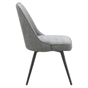 OSP Home Furnishings Martel Swivel Chair with Padded Seat and Black Legs for Dining or Home Office Use, Charcoal Herringbone Fabric