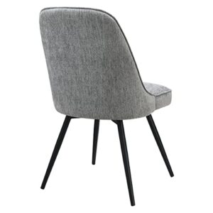 OSP Home Furnishings Martel Swivel Chair with Padded Seat and Black Legs for Dining or Home Office Use, Charcoal Herringbone Fabric