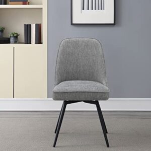 OSP Home Furnishings Martel Swivel Chair with Padded Seat and Black Legs for Dining or Home Office Use, Charcoal Herringbone Fabric