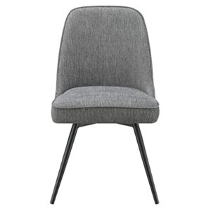 OSP Home Furnishings Martel Swivel Chair with Padded Seat and Black Legs for Dining or Home Office Use, Charcoal Herringbone Fabric