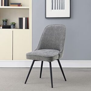 OSP Home Furnishings Martel Swivel Chair with Padded Seat and Black Legs for Dining or Home Office Use, Charcoal Herringbone Fabric