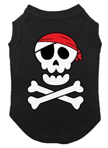 pirate skull & crossbones - dog shirt (black, x-small)