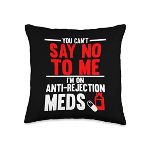 transplant surgery gifts by k antirejection meds transplant surgery kidney lung heart throw pillow, 16x16, multicolor