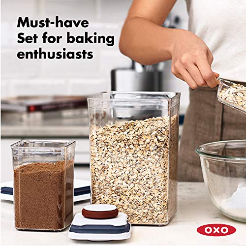 OXO Good Grips 5-Piece POP Container Set & Good Grips 8-Piece Baking Essentials POP Container Set, White