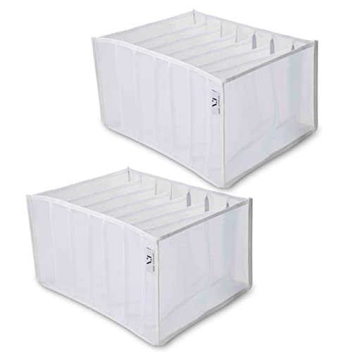 Vani Joprian Wardrobe Clothes Organizer, Closet Organizer Washable, Foldable, Breathable, Mesh Clothes Storage Organizer For Extra Large Jeans 2 Pcs (white)