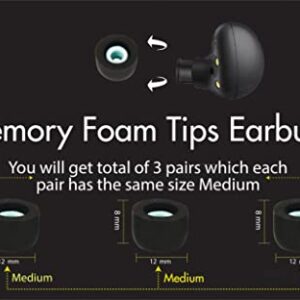 3X Pair Memory Foam Eartip Ear Bud Replacement for Sony True WF-1000XM4, WF-1000XM3 WF-XB700 Headset Headphone Earpad Cushion, No Silicone Ear Tip Pain, Anti-Slip, Fit in Charge Case (Size: Medium M)