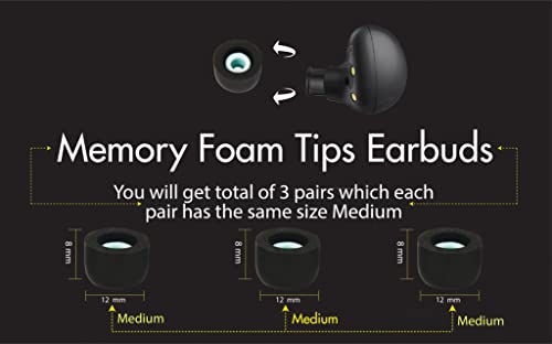 3X Pair Memory Foam Eartip Ear Bud Replacement for Sony True WF-1000XM4, WF-1000XM3 WF-XB700 Headset Headphone Earpad Cushion, No Silicone Ear Tip Pain, Anti-Slip, Fit in Charge Case (Size: Medium M)