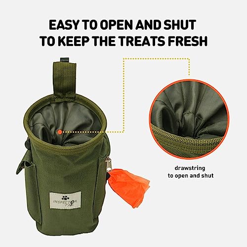 INSPECTOR TAIL Dog Treat Training Pouch with Built-in Poop Bag Dispenser & Quick Access to Snacks Toys | Convenient to Use with 3 Ways to Wear for Pet Traveling & Walking