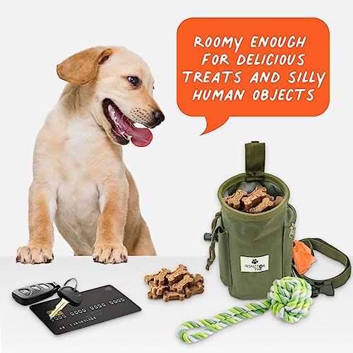 INSPECTOR TAIL Dog Treat Training Pouch with Built-in Poop Bag Dispenser & Quick Access to Snacks Toys | Convenient to Use with 3 Ways to Wear for Pet Traveling & Walking