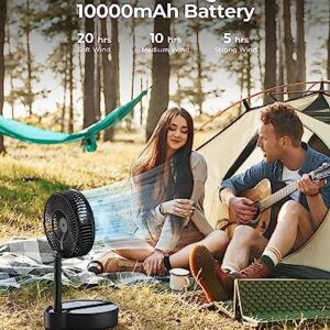 8" Portable Rechargeable Fan, 10000mAh Battery Operated Oscillating Fan, 3 Speeds, Adjustable Height, Foldable Fan, Quiet Small Standing Fan, Powerful USB Desk Fan for Home Office Picnic Camping