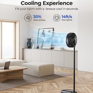 8" Portable Rechargeable Fan, 10000mAh Battery Operated Oscillating Fan, 3 Speeds, Adjustable Height, Foldable Fan, Quiet Small Standing Fan, Powerful USB Desk Fan for Home Office Picnic Camping