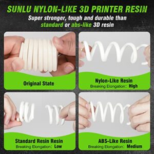 SUNLU 3D Printer Resin, Strong Durable Nylon Like 3D Resin for LCD DLP SLA Resin 3D Printers, 395-405nm UV Light Curing 3D Printing Liquid Photopolymer Resin, Good for Functional Parts, 1000g, Black