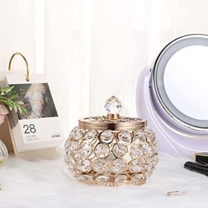 Hipiwe Crystal Jewelry Box with Glass Lid Small Trinket Organizer Mirrored Treasure Box Ring Holder Earrings Necklace Storage Box Keepsake Gift Box for Home Dresser Decor, Gold