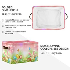 Foldable Storage Basket, Cube Organizer Bins Happy Easter Cube Bag Dual Handles for Closet Shelf