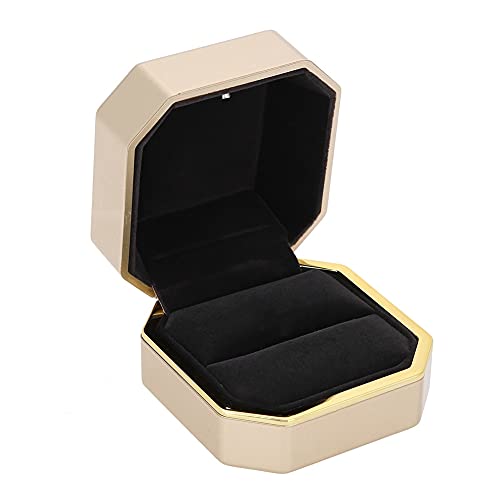 ZZYINH AN207 New Luxury Ring Pendant Necklace Box Wedding Case Jewelry Gift W/LED Light for Proposal Exquisite Jewelry Display Box Holder Small Jewelry (Color : Ring Box)