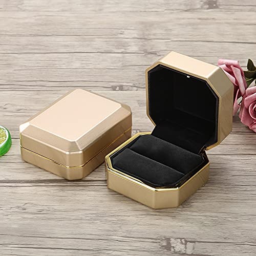 ZZYINH AN207 New Luxury Ring Pendant Necklace Box Wedding Case Jewelry Gift W/LED Light for Proposal Exquisite Jewelry Display Box Holder Small Jewelry (Color : Ring Box)