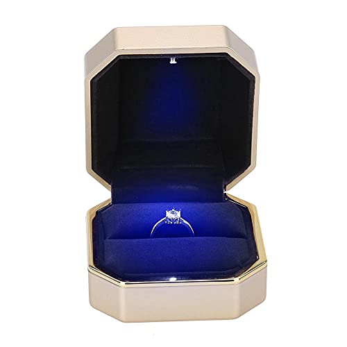 ZZYINH AN207 New Luxury Ring Pendant Necklace Box Wedding Case Jewelry Gift W/LED Light for Proposal Exquisite Jewelry Display Box Holder Small Jewelry (Color : Ring Box)