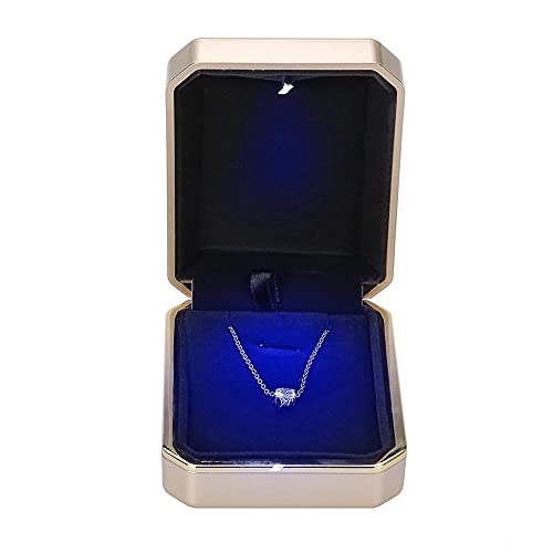 ZZYINH AN207 New Luxury Ring Pendant Necklace Box Wedding Case Jewelry Gift W/LED Light for Proposal Exquisite Jewelry Display Box Holder Small Jewelry (Color : Ring Box)