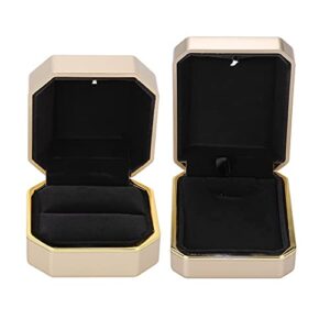 ZZYINH AN207 New Luxury Ring Pendant Necklace Box Wedding Case Jewelry Gift W/LED Light for Proposal Exquisite Jewelry Display Box Holder Small Jewelry (Color : Ring Box)