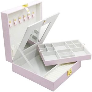 zzyinh an207 pu leather simple storage jewelry box creative home earrings necklace jewelry box portable dressing case for jewelry gift box small jewelry (color : light purple)