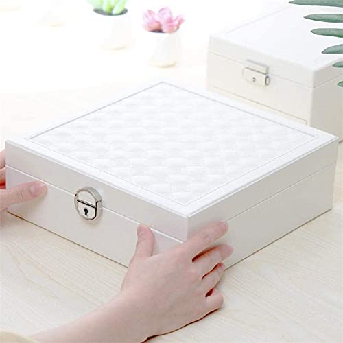 ZZYINH AN207 Big Jewelry Box with Mirror High Capacity Multilayers Rings Bracelets Jewelry Packaging Display Box Small Jewelry (Color : White)