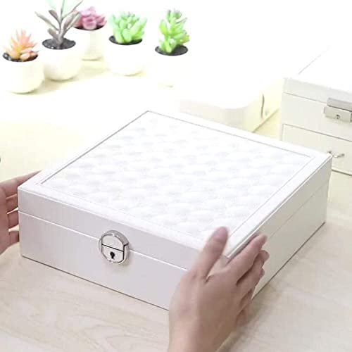 ZZYINH AN207 Big Jewelry Box with Mirror High Capacity Multilayers Rings Bracelets Jewelry Packaging Display Box Small Jewelry (Color : White)