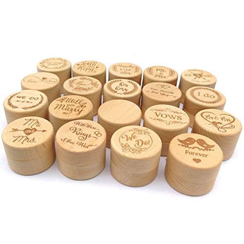 ZZYINH AN207 Personalized Engraving Rustic Wedding Wooden Ring Box Jewelry Trinket Storage Containers Custom Mr & Mrs Rings Bearer Small Jewelry