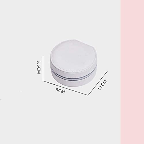 ZZYINH AN207 Leather Portable Jewelry Box Jewel Casket Portable Makeup Organizer Beauty Travel Box Festival Gift Small Jewelry (Color : White)